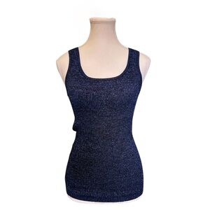 Navy Metallic Ribbed Knit Tank Top - S - Suzy Shier